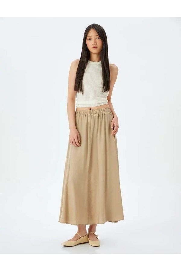 Koton Koton Modal Fabric Waist Elasticated Long Flared Skirt