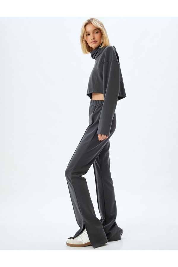 Koton Koton Modal Tracksuit Trousers Ribbed Slit Detail