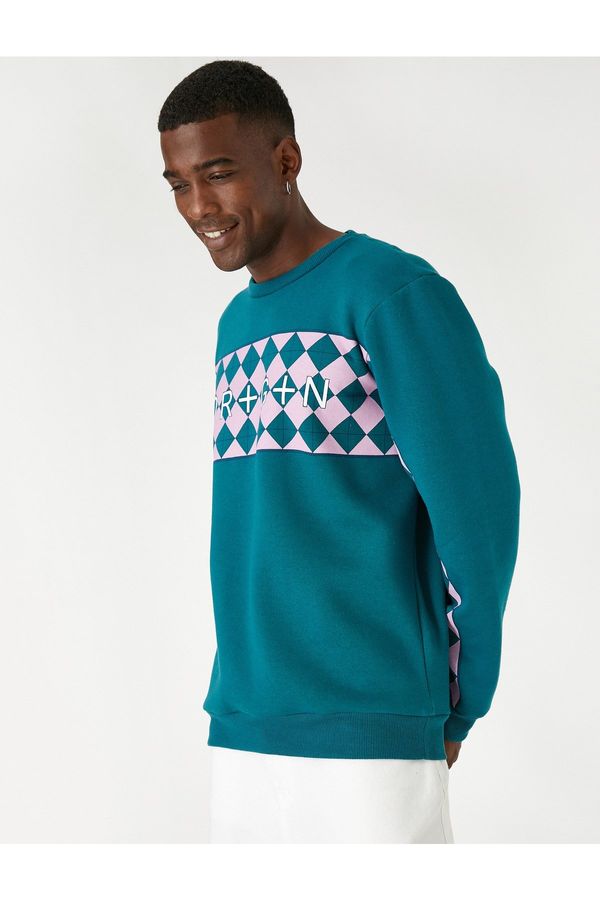 Koton Koton Motto Printed Sweatshirt Raised