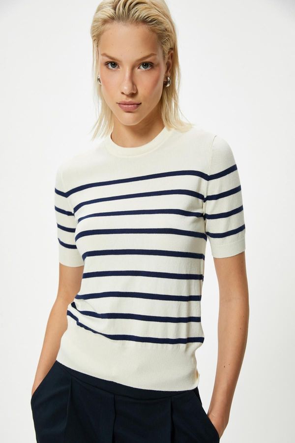 Koton Koton Navy Blue Striped Women's Sweater