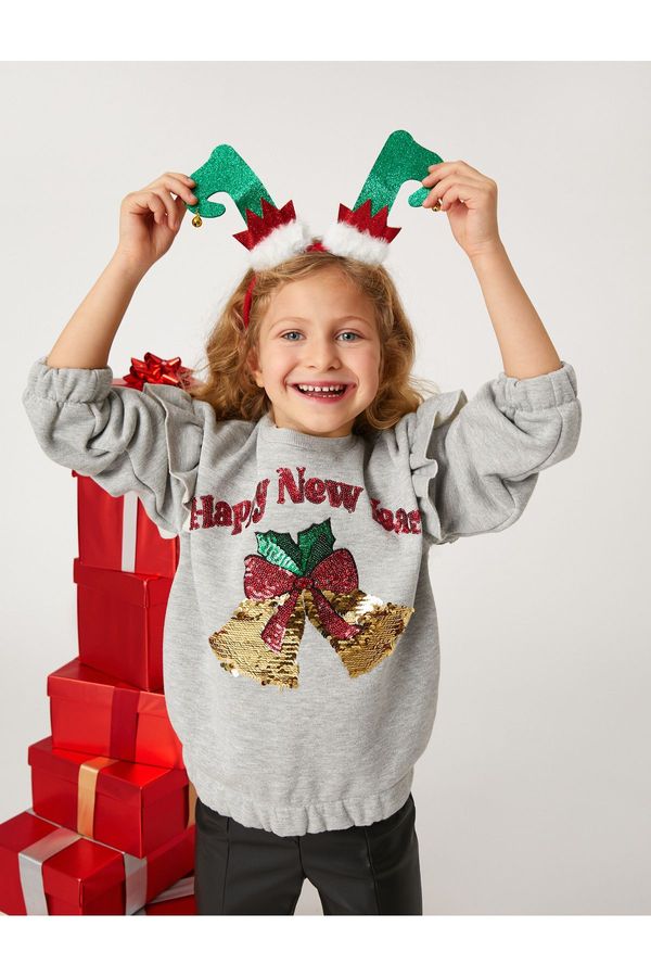 Koton Koton New Year Themed Sweatshirt Frilly