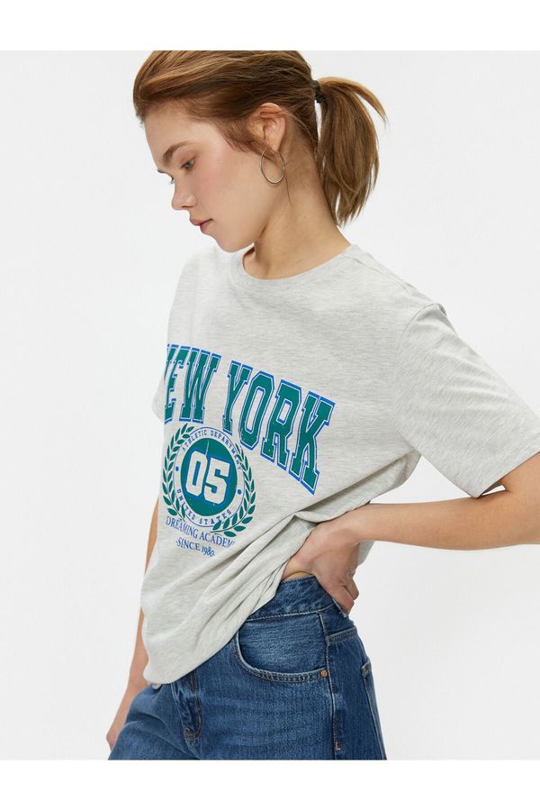 Koton Koton New York T-Shirt Printed Crew Neck Short Sleeve