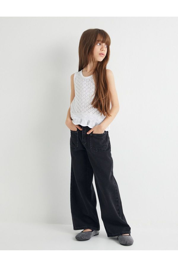 Koton Koton Openwork Blouse Crew Neck