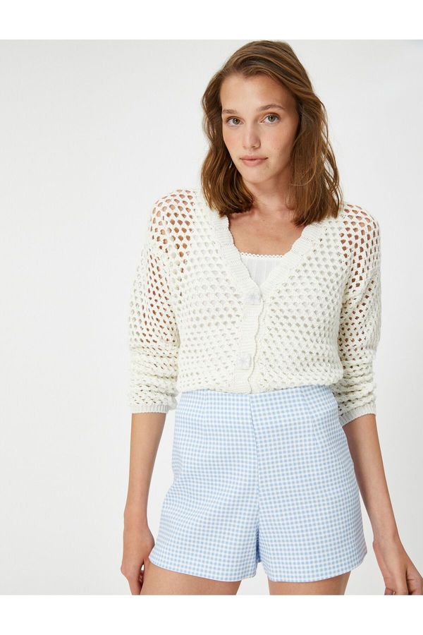 Koton Koton Openwork Crochet V-Neck Cardigan