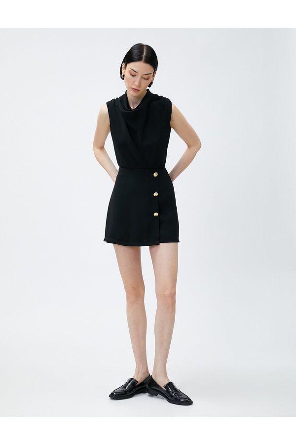 Koton Koton Overalls with Shorts Button Detailed Plunged Collar
