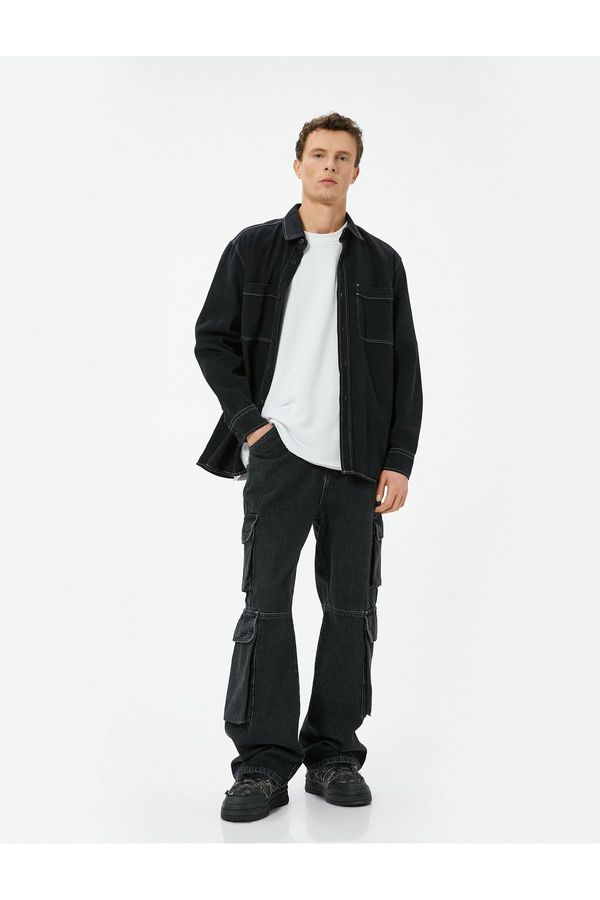 Koton Koton Oversize Buttoned Cargo Pocket Detailed Jeans