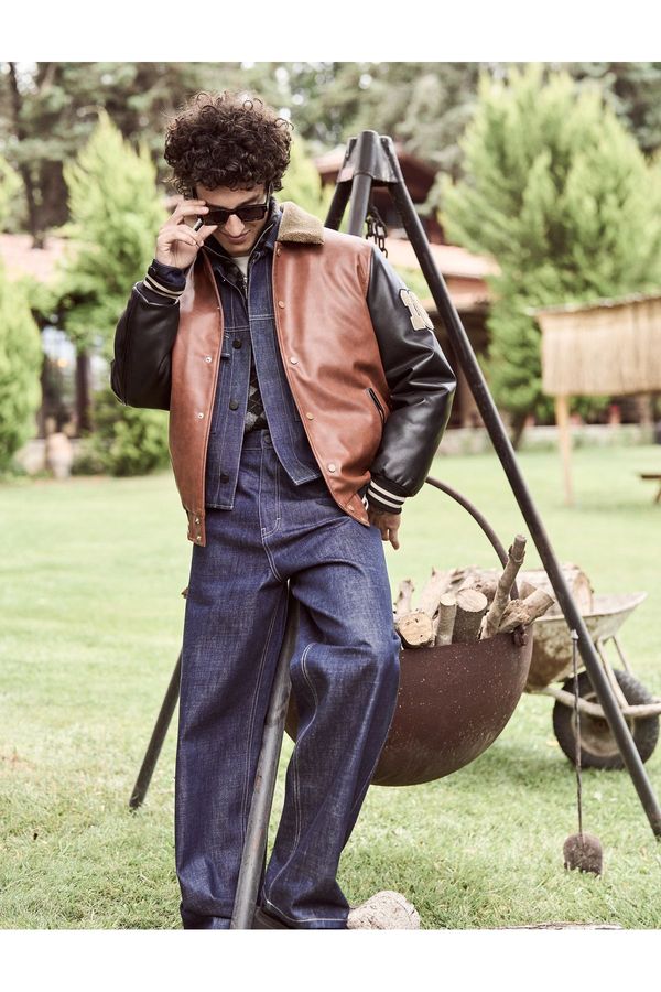 Koton Koton Oversize Denim Jacket Crop Length Flap Pocket Detail Cotton