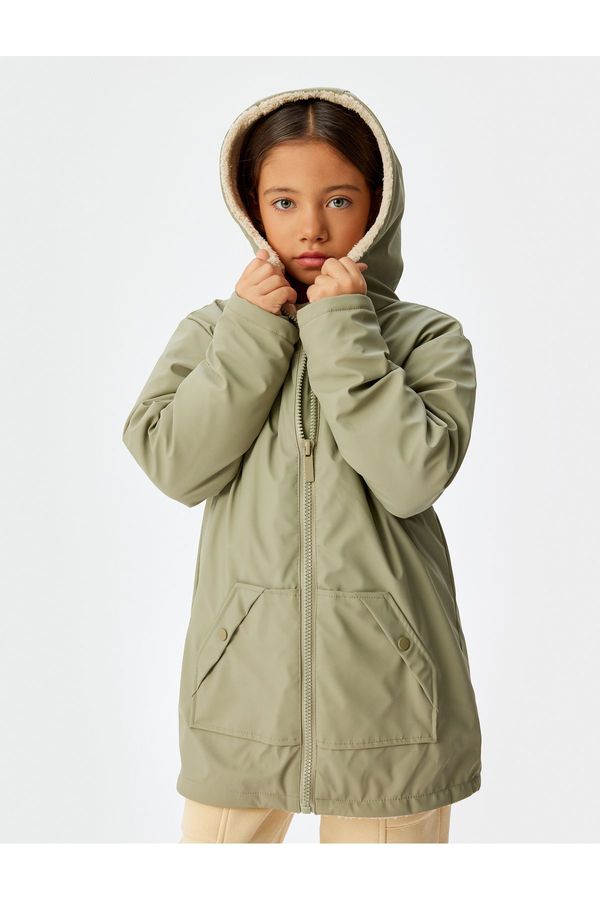 Koton Koton Oversize Hooded Coat with Pocket Detail