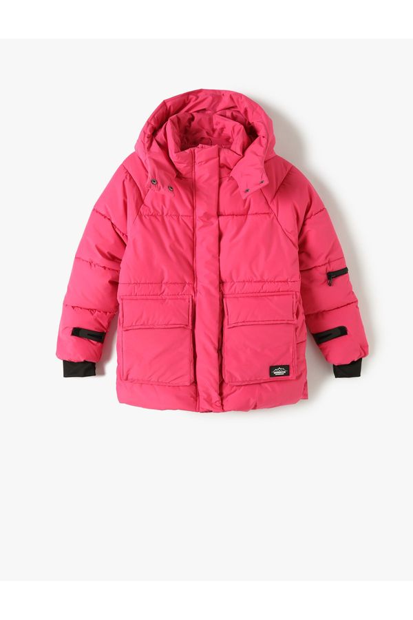 Koton Koton Oversize Hooded Puffer Jacket with Flap Pockets