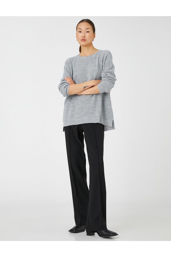 Koton Koton Oversize Knitwear Sweater Raglan Sleeve Crew Neck Cashmere Textured