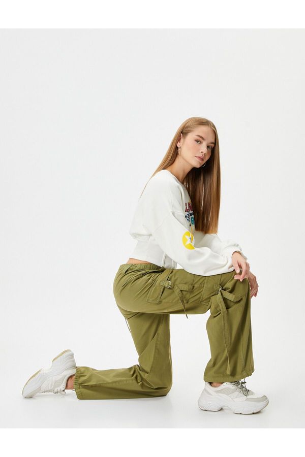 Koton Koton Oversize Parachute Trousers Cotton with Cargo Pocket