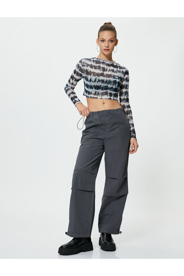 Koton Koton Oversize Parachute Trousers with Floor Detail Pockets Cotton