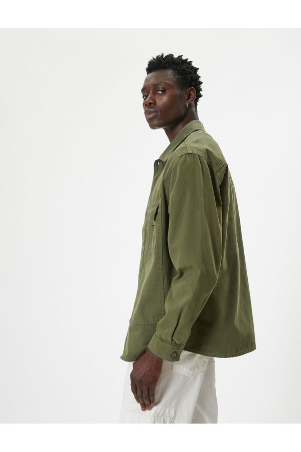 Koton Koton Oversize Shirt Jacket with Flap Pocket Detail