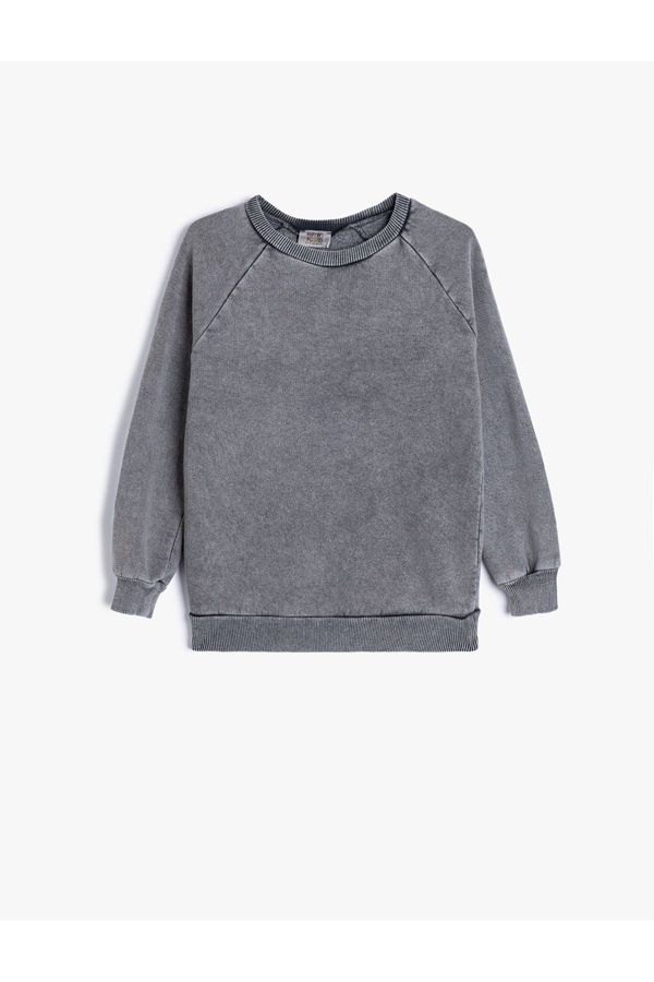 Koton Koton Oversize Sweatshirt Crew Neck Faded Effect Cotton