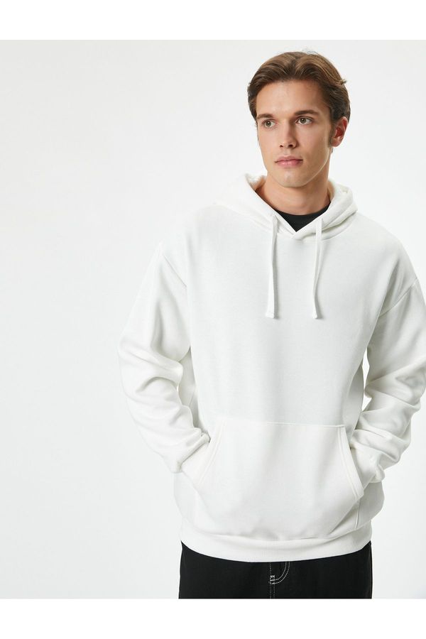 Koton Koton Oversize Sweatshirt Hooded Long Sleeve Kangaroo Pocket Detail Raised