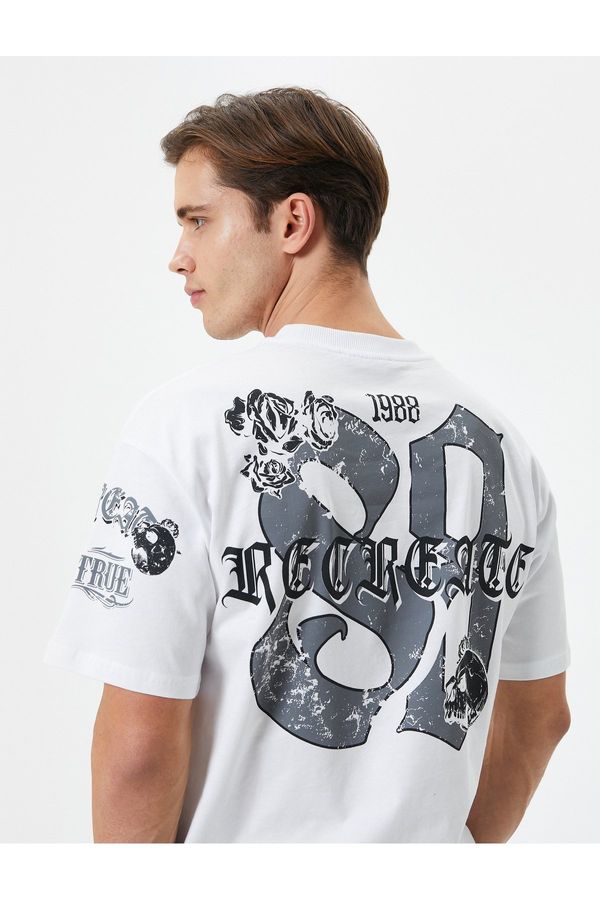 Koton Koton Oversize T-Shirt Back Printed Skull Theme Crew Neck