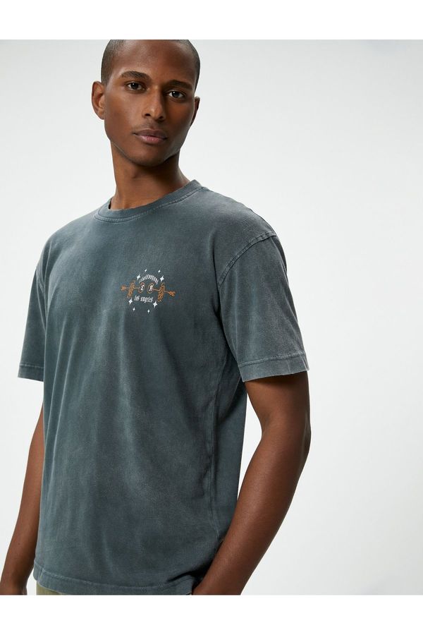 Koton Koton Oversize T-Shirt Back Printed Washed Crew Neck