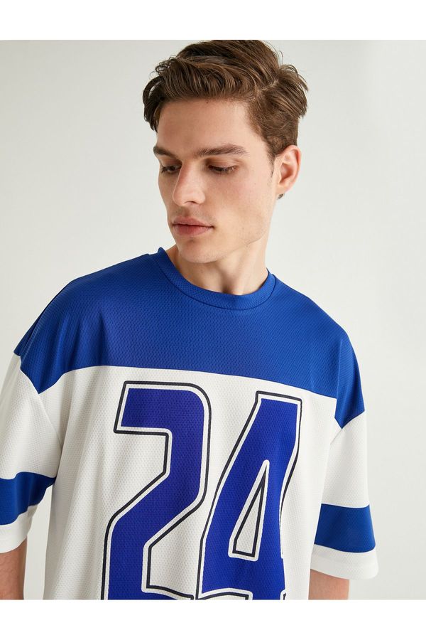 Koton Koton Oversize T-Shirt College Printed Crewneck Short Sleeved