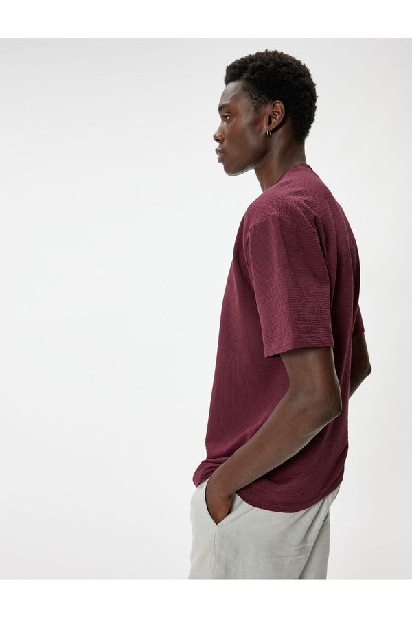 Koton Koton Oversize T-Shirt Short Sleeve Crew Neck Textured Cotton