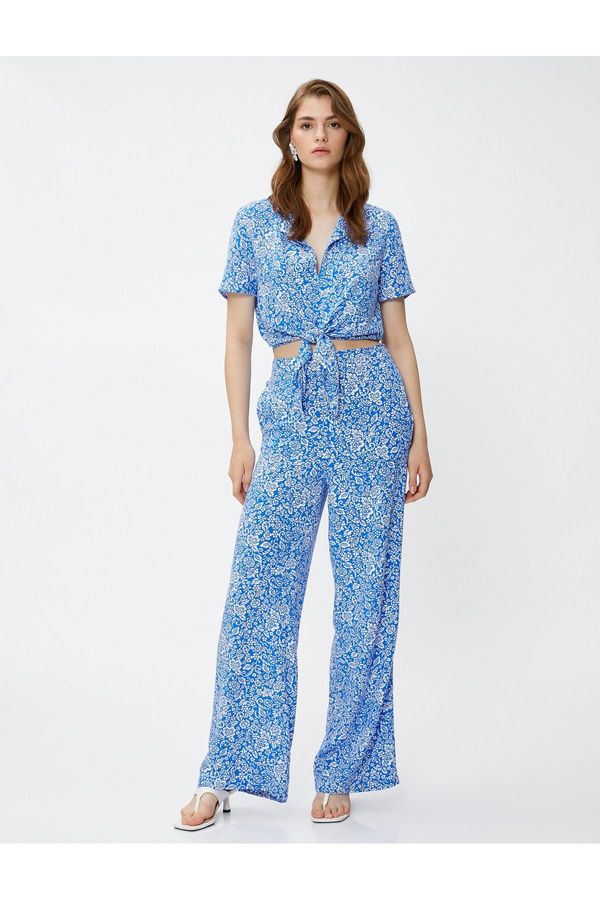 Koton Koton Palazzo Trousers Floral Elastic Waist