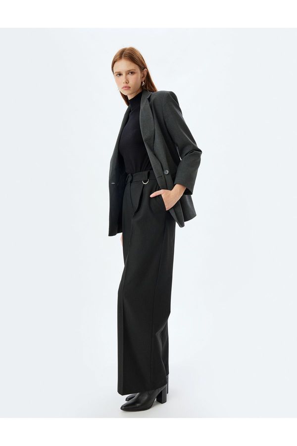 Koton Koton Palazzo Trousers Wide Leg Pleated Detail