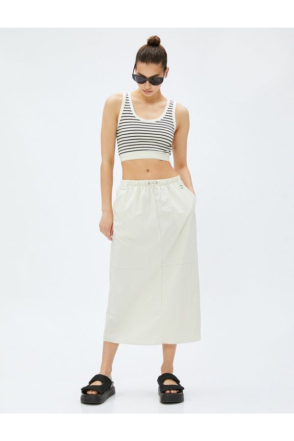 Koton Koton Parachute Skirt Midi with Pocket Detail, Elastic Waist, Stopper