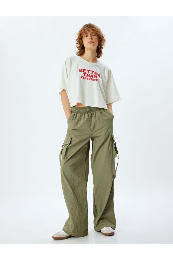 Koton Koton Parachute Sweatpants High Waist Cargo Pocket Detail Elastic Waist