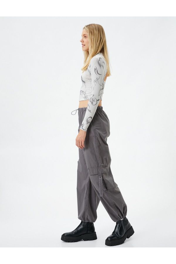 Koton Koton Parachute Trousers with Elastic Waist, Pocket Detail, Stopper