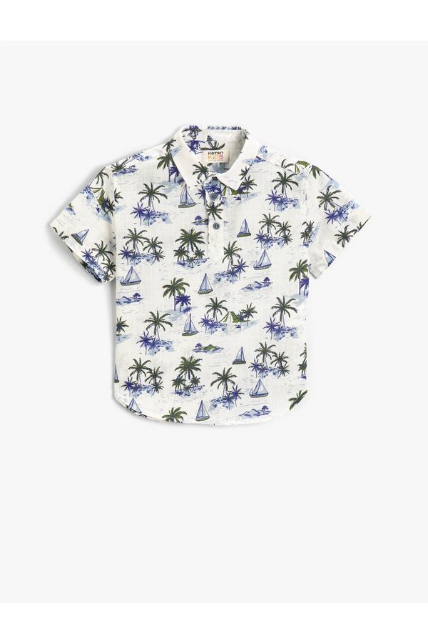 Koton Koton Patterned Shirt with One Pocket, Buttoned Cotton