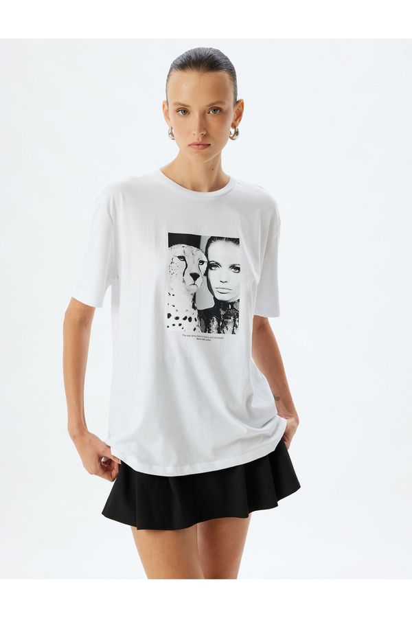 Koton Koton Photo Printed T-Shirt Short Sleeve Crew Neck Cotton