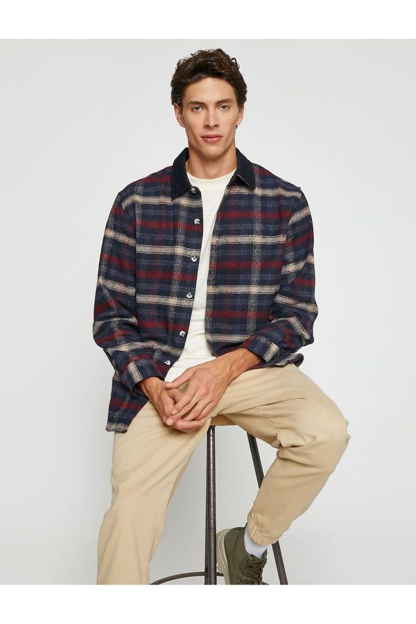 Koton Koton Plaid Lumberjack Shirt Collar Detailed