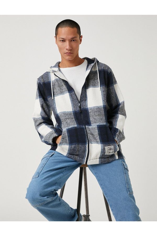 Koton Koton Plaid Patterned Sweatshirt Hooded Pocket Detailed Zipper