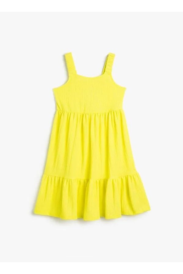 Koton Koton Plain Yellow Girls' Knee-length Dress