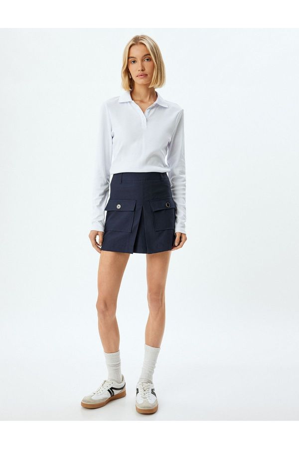 Koton Koton Pocket Pleated Detailed Standard Waist Mini Cargo Shorts Skirt
