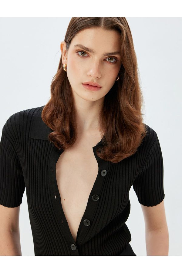 Koton Koton Polo Collar Knitted Vest Short Sleeve