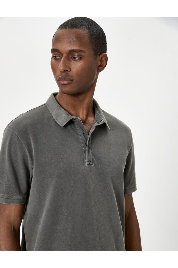 Koton Koton Polo Neck T-Shirt Buttoned Short Sleeve Cotton