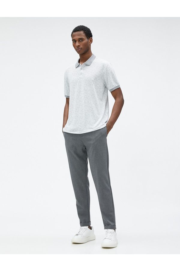 Koton Koton Polo Neck T-Shirt Geometric Printed Short Sleeve Slim Fit