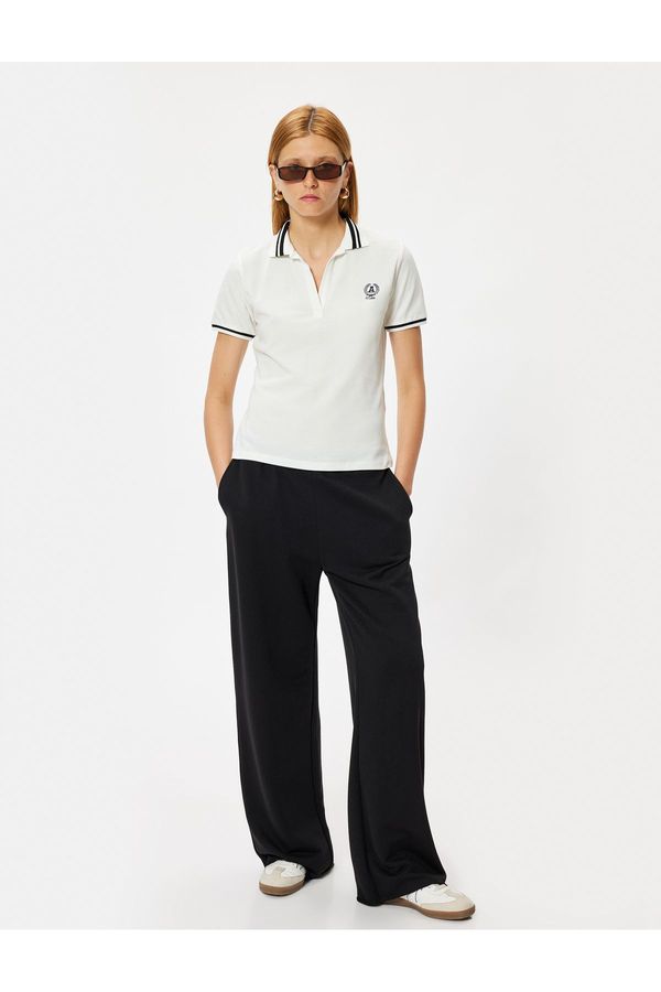 Koton Koton Polo Neck T-Shirt Short Sleeve Cotton Stripe Detailed