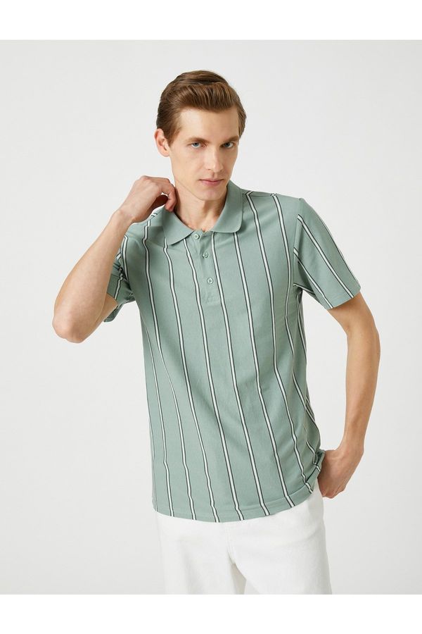 Koton Koton Polo Neck T-Shirt, Slim Fit, Button Detailed Cotton.