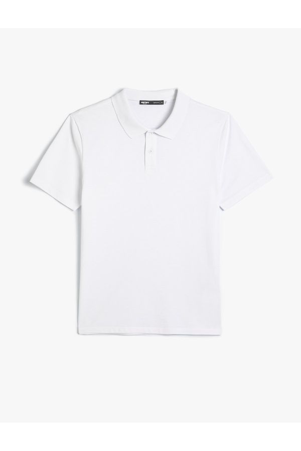 Koton Koton Polo Neck T-Shirt Slim Fit Buttoned Short Sleeve