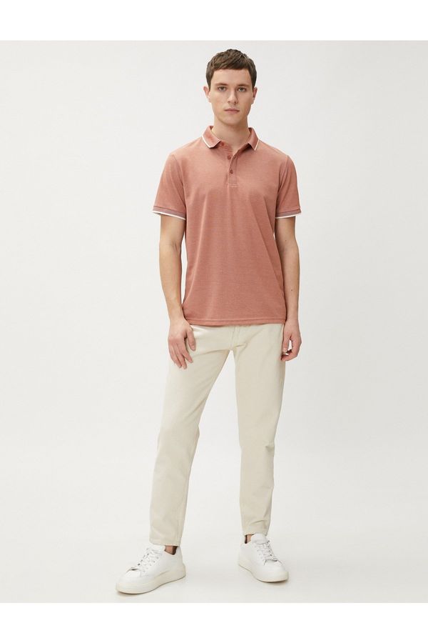 Koton Koton Polo Neck T-Shirt with Buttons, Slim Fit, Short Sleeves.