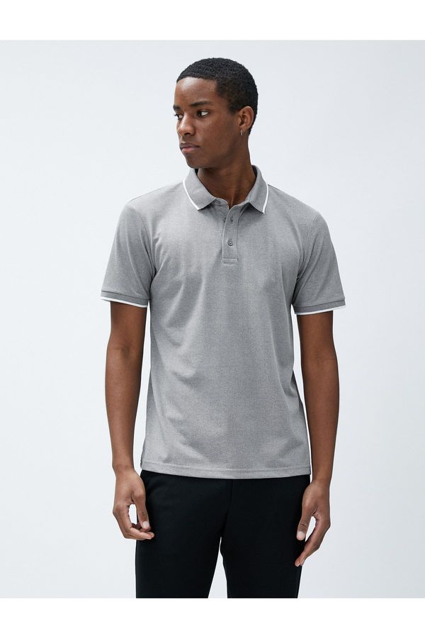 Koton Koton Polo Neck T-Shirt with Buttons, Slim Fit, Short Sleeves.