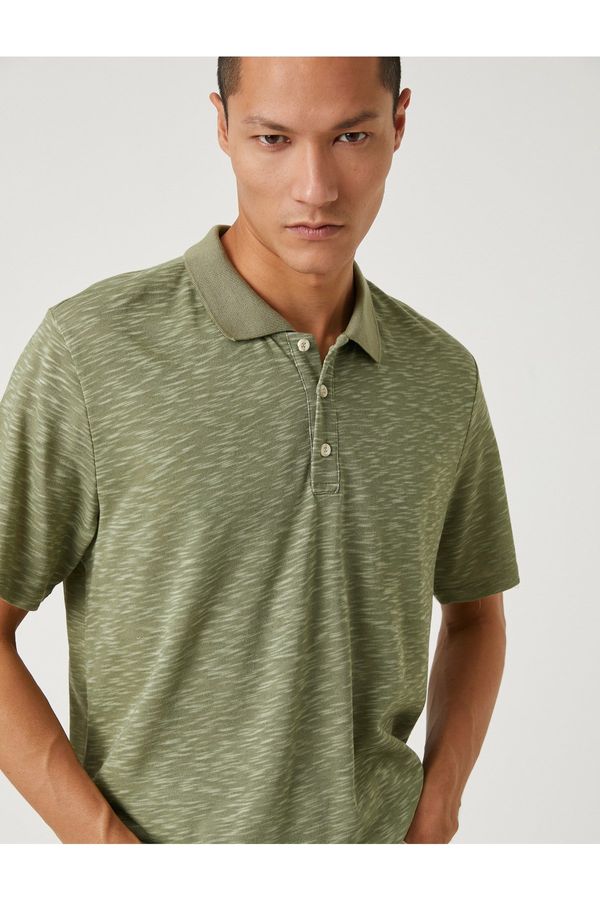 Koton Koton Polo Neck T-Shirt with Patches Regular Fit, Button Detailed.