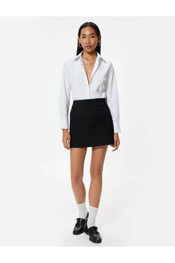 Koton Koton Poplin Shirt Long Sleeve with Color Contrast Detail on the Collar