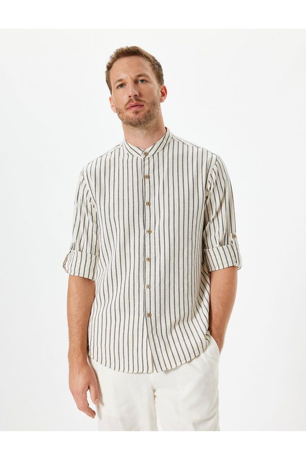Koton Koton Prevailing Collar Long Sleeve Cotton Classic Shirt