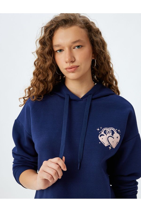 Koton Koton Printed Sweatshirt on the Back Hooded Comfortable Fit