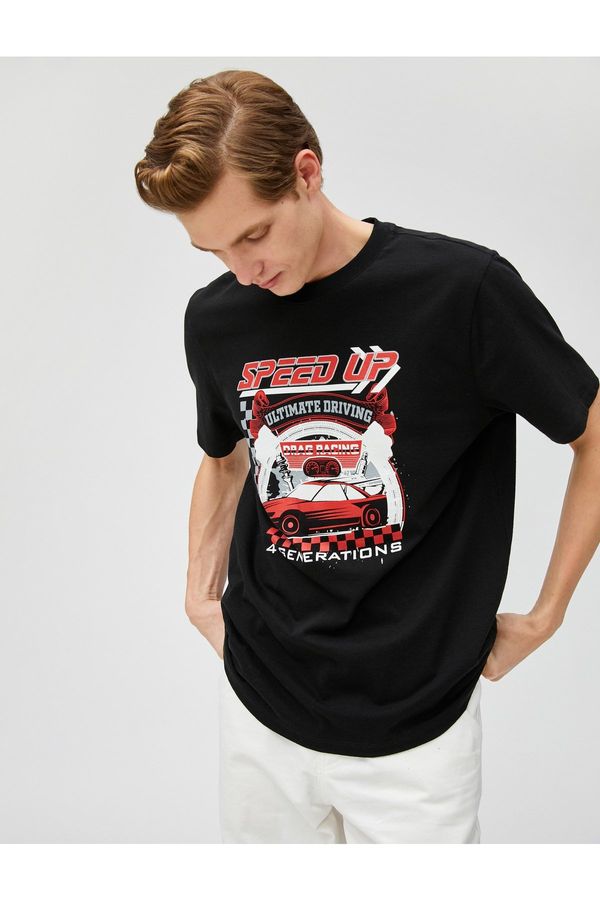 Koton Koton Printed T-Shirt Racing Theme Crew Neck Short Sleeve Cotton