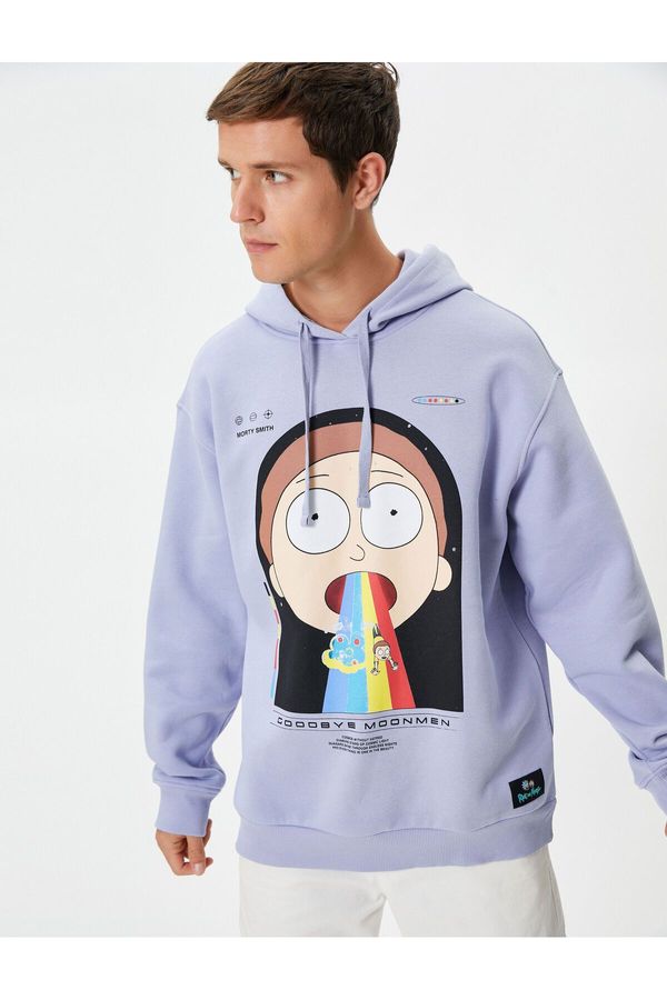 Koton Koton Rick and Morty Hooded Sweatshirt Comfortable Cut Licensed Printed