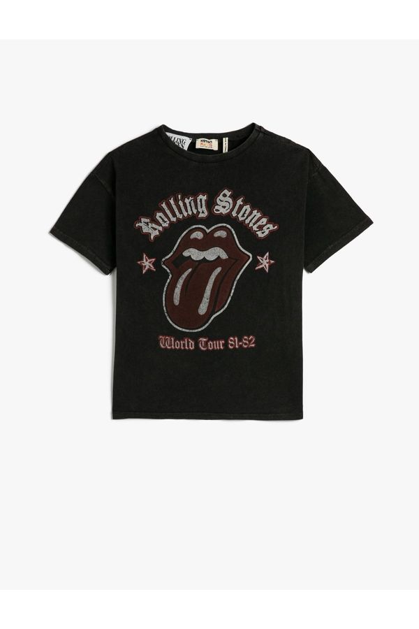 Koton Koton Rolling Stones T-Shirt Licensed Short Sleeve Crew Neck Cotton