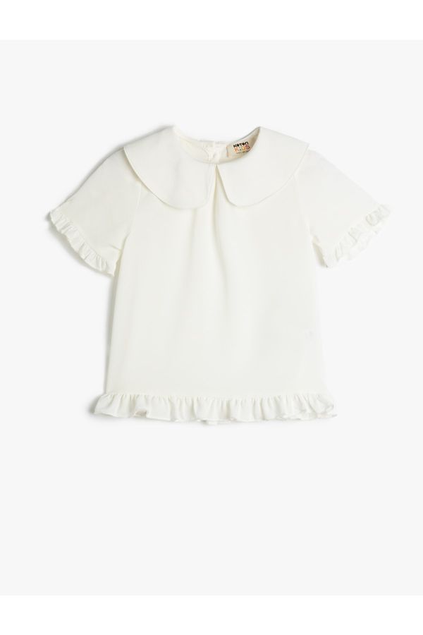 Koton Koton Ruffle Detailed Short Sleeve Baby Collar blouse